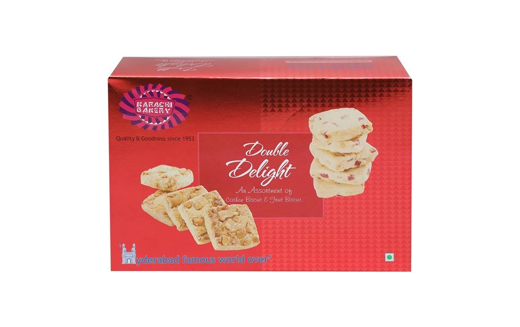 Karachi Bakery Double Delight, An Assortment of Cashew Biscuit & Fruit Biscuit   Box  400 grams